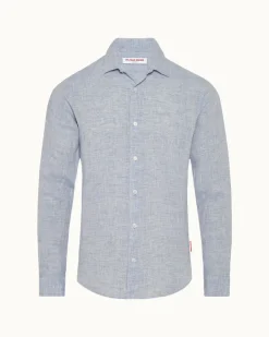 Orlebar Brown Giles Linen NAVY/WHITE Cheap