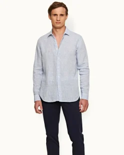 Orlebar Brown Giles Linen NAVY/WHITE Cheap
